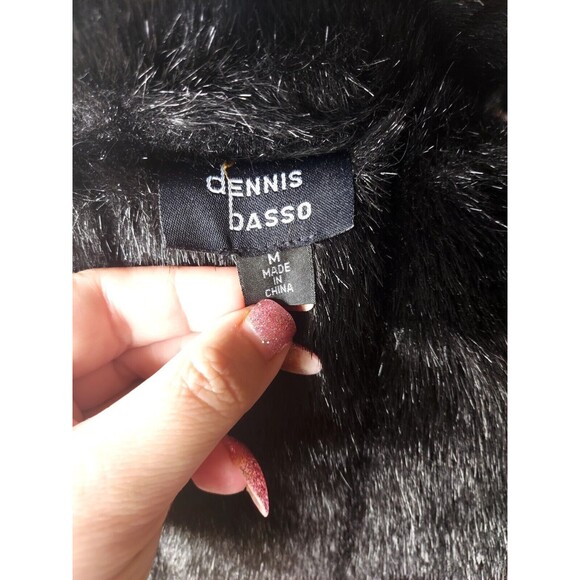 Dennis Basso Denim Jacket With Black Faux Fur Removable Vest Lining Blue Size M - Picture 7 of 8
